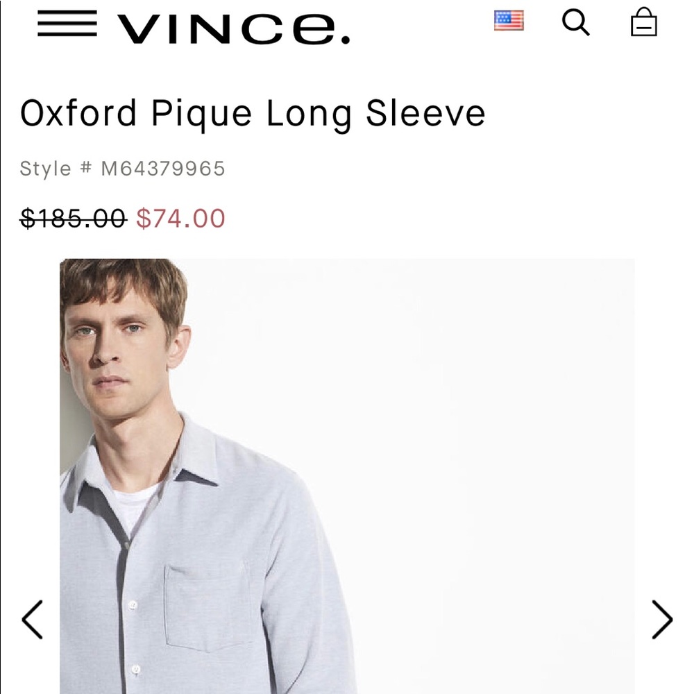 VINCE Men’s Oxford Pique Long Sleeve button down